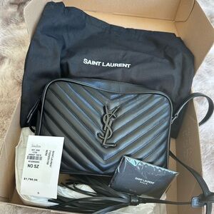 Saint Laurent Black Chevron Crossbody Bag